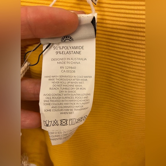 NWT Rhythm. Swim Free People Palm Springs Ribbed One Piece Swimsuit Marigold XL - Picture 5 of 8